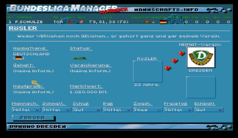 Bundesliga Manager Hattrick retro game