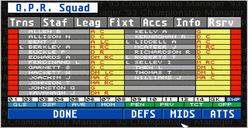 Championship Manager retro game