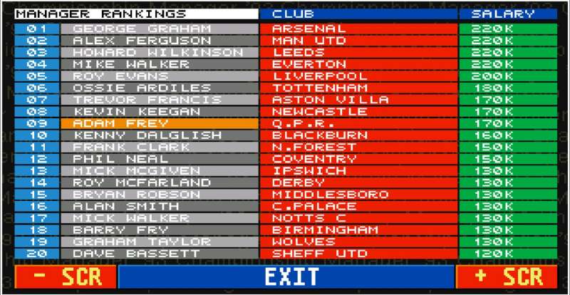 Championship Manager retro game