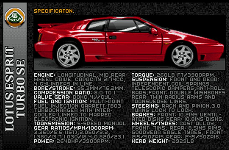 Lotus Esprit Turbo Challenge retro game