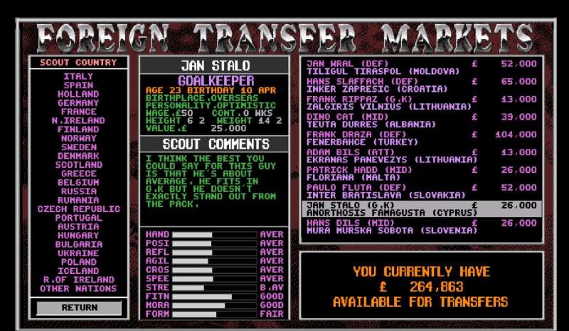 Top of the League retro game
