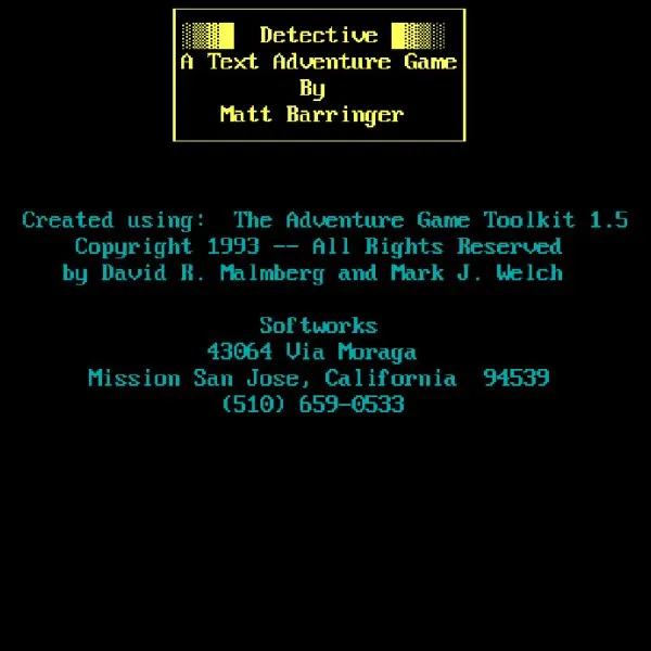 Detective: A Text Adventure Game retro game
